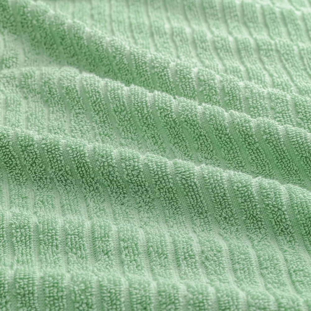 Light Green Ribbed Cotton Bath Towels - Set of 2